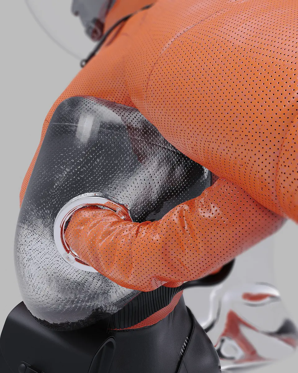 Outer Generation — Detail — perforated leather and glass